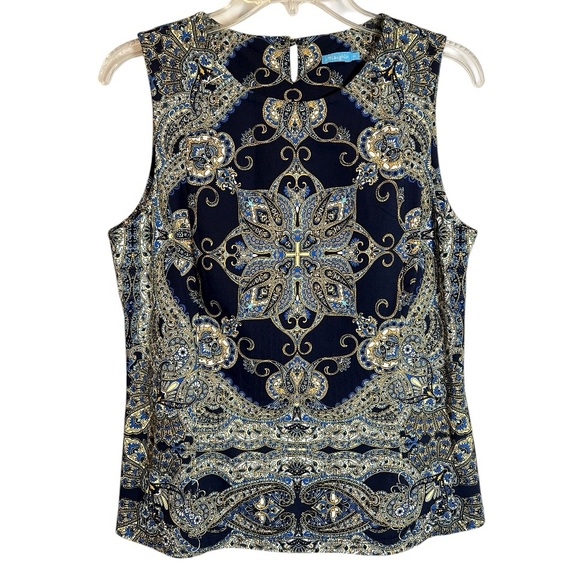 J. McLaughlin Tops - J. McLaughlin Navy Blue paisley sleeveless top Size Medium